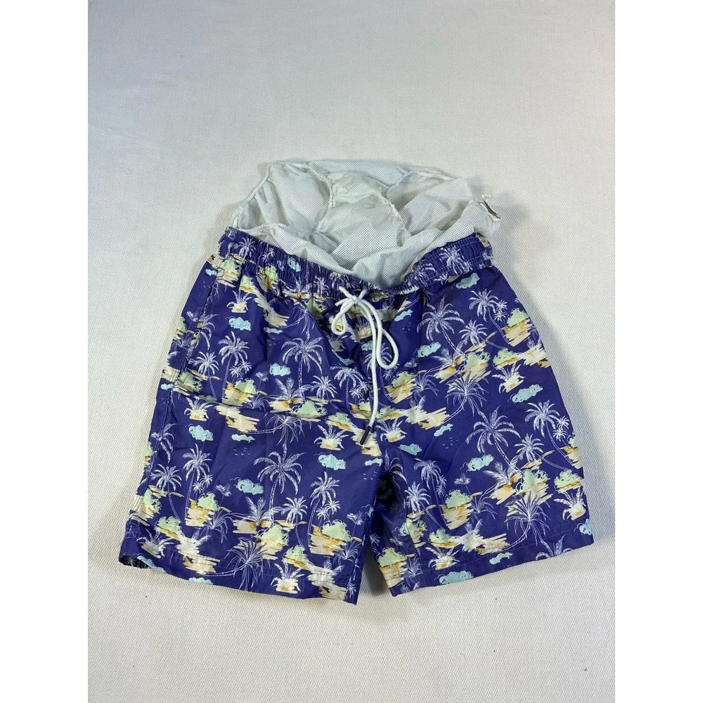 Spicy Tuna Men's Swim Trunks Size Medium‎ Blue Tropical Palm Tree Board Shorts